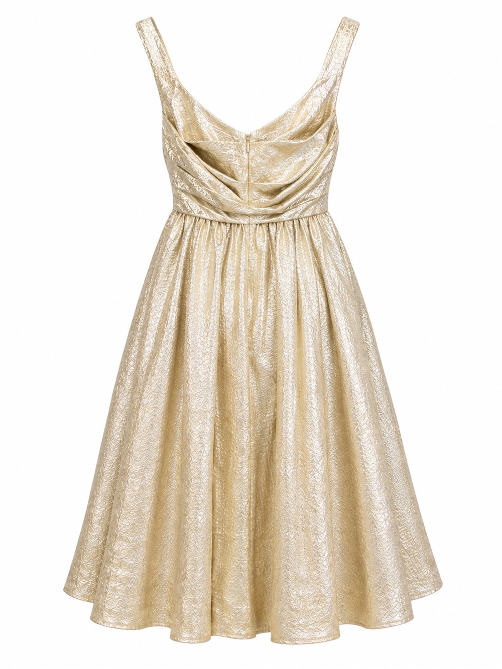 MAC DUGGAL Brocade Square Neck Metallic Formal Midi Dress NWT Size 8 - Picture 6 of 6